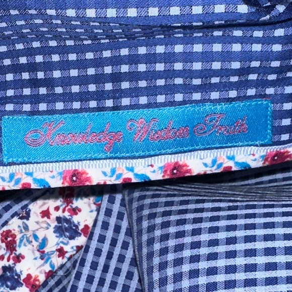 Robert Graham Men's Gingham Tailor Fit Button Up Floral Inlay Blue Size 2XL - Picture 8 of 14